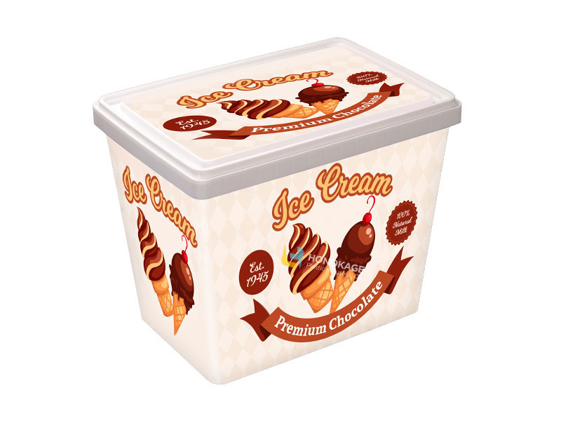 2L Rettangolare di Plastica IML Ice Cream Container Come Alto Altezza