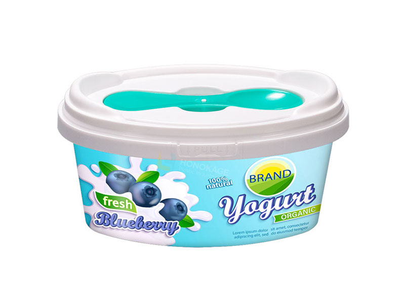 100g Ovale IML Plastica Contenitore di Yogurt Con Coperchio E Cucchiaio