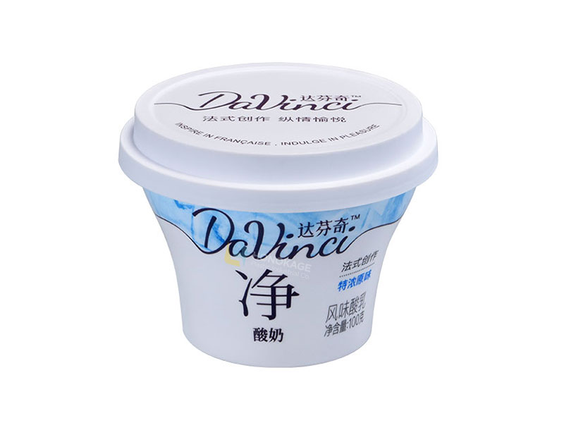 100g di Plastica Restringimento Film Yogurt Tazza Con Coperchio e Cucchiaio
